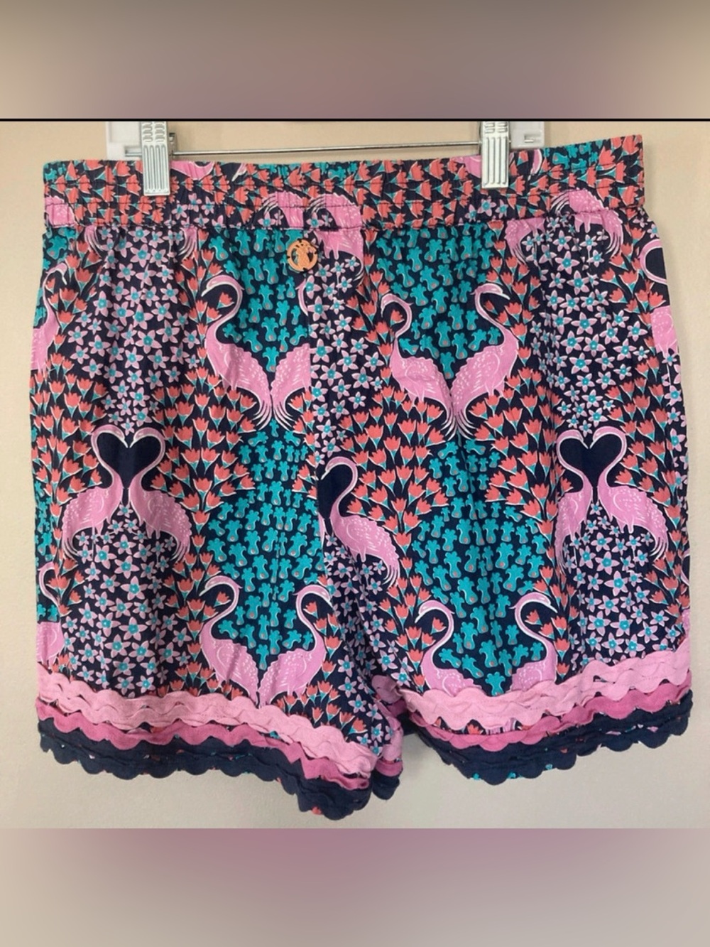 Simply Southern Pink and Teal Flamingo Print Shorts